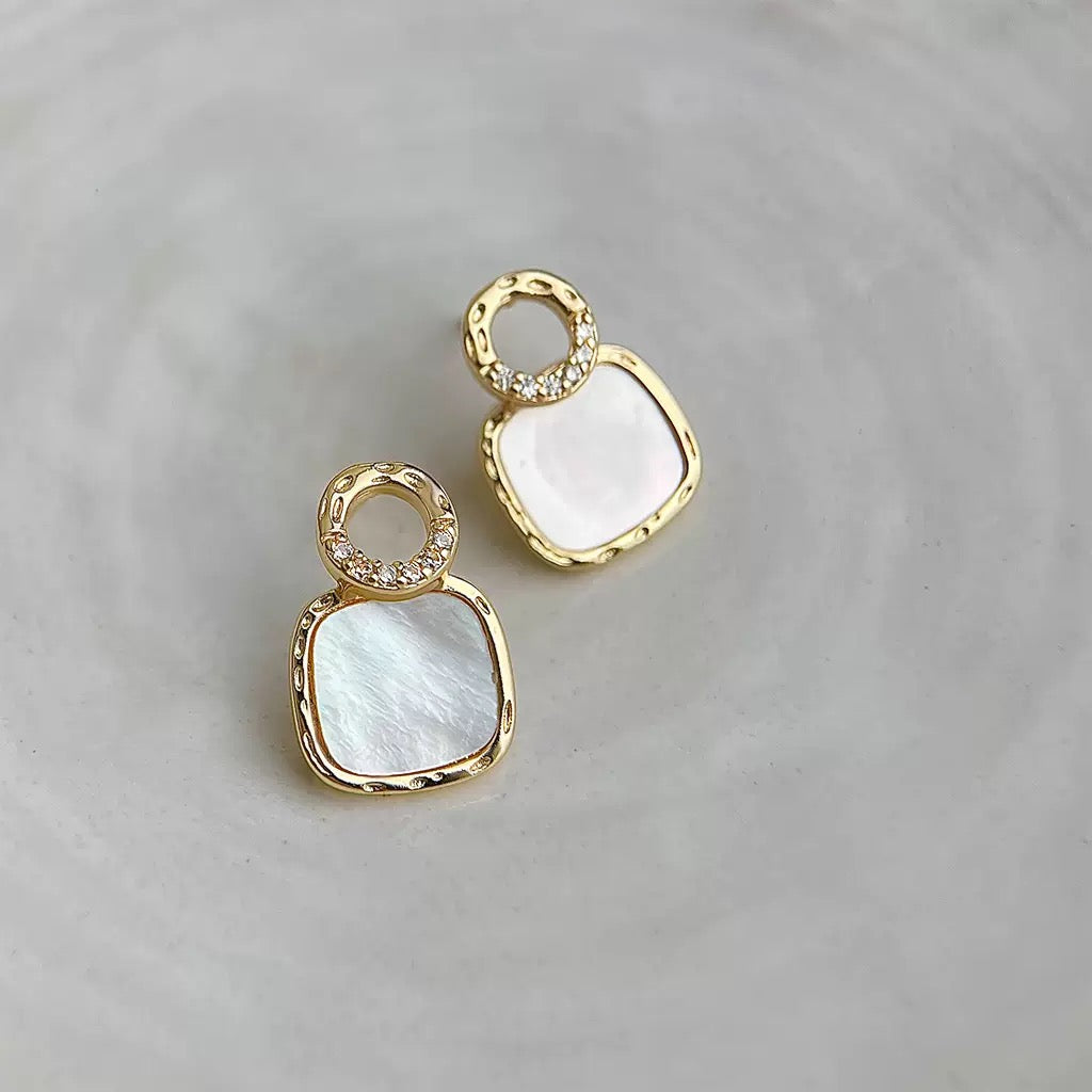 Mother-of-Pearl Geometric Studs