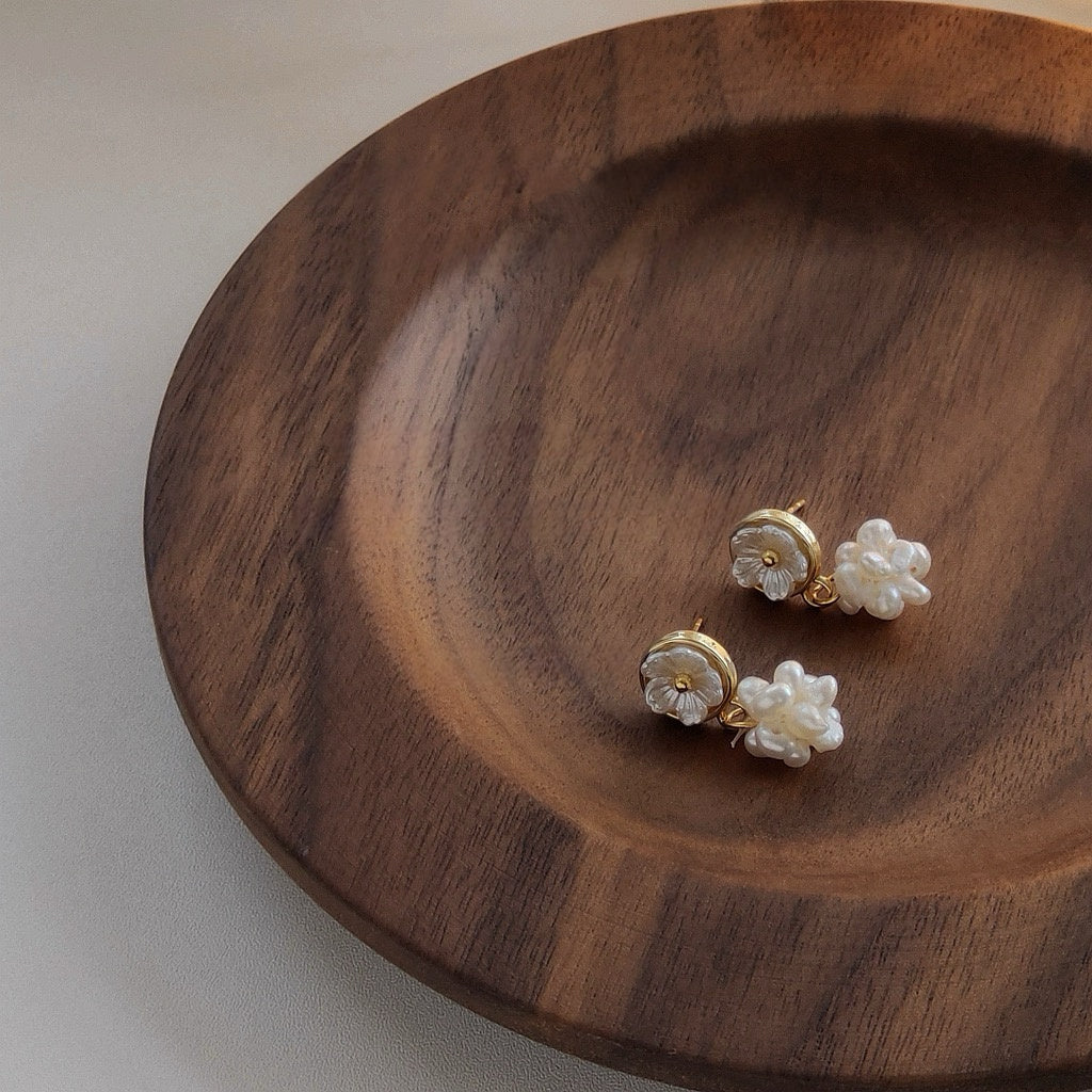 Freshwater Pearl Cluster Drop Earrings
