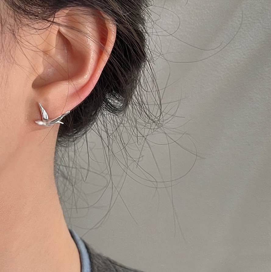 Silver Soaring Swallow Earrings