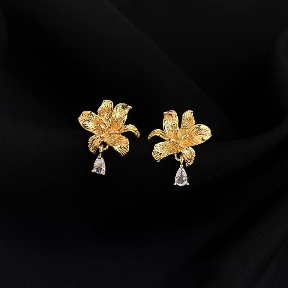 Golden Lily Drop Earrings