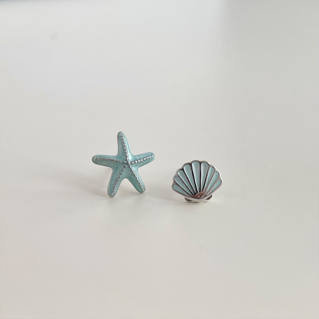 Shell & Starfish Duo Mini Stud