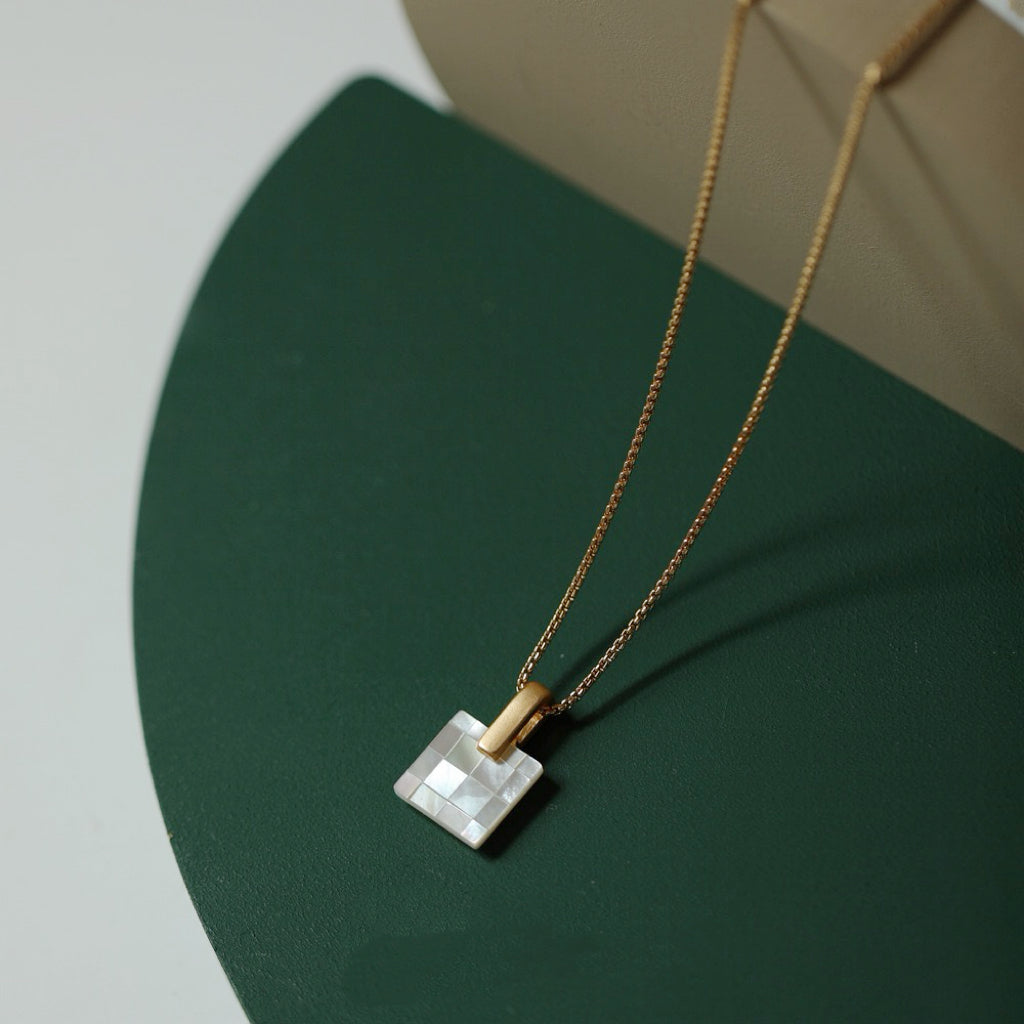 Mother-of-Pearl Mosaic Pendant Necklace