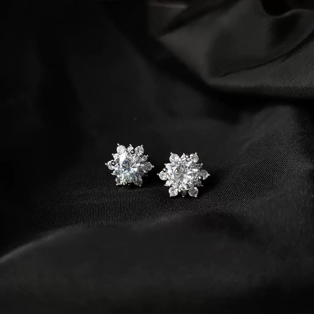 Sparkling Snowflake Mini Stud Earrings