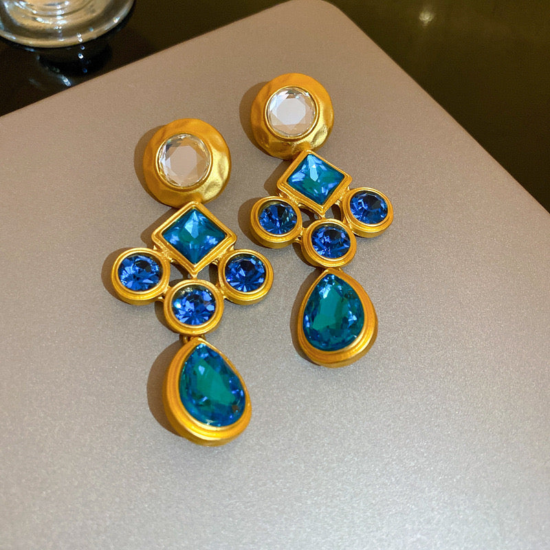 Vintage Style Royal Blue Earrings | Regal & Radiant