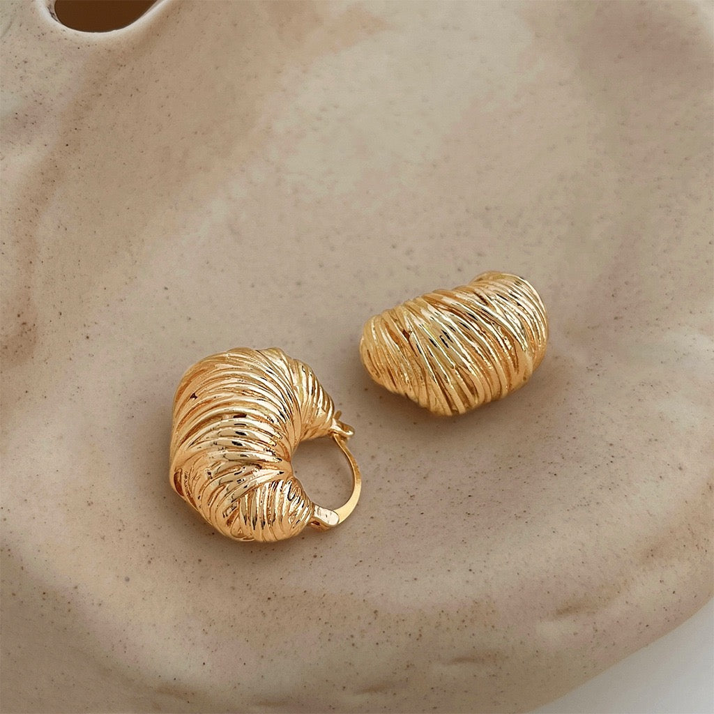 Golden Croissant Hoops | Retro Baked Charm