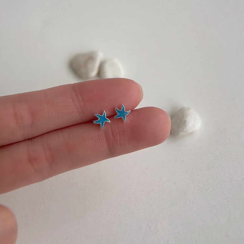 Tiny Blue Starfish Stud Earrings | Sea Breeze Mini