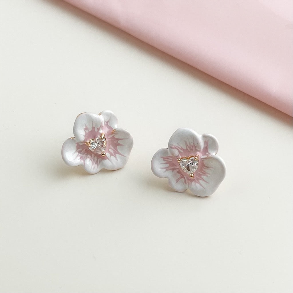 Enamel Orchid Blossom Studs