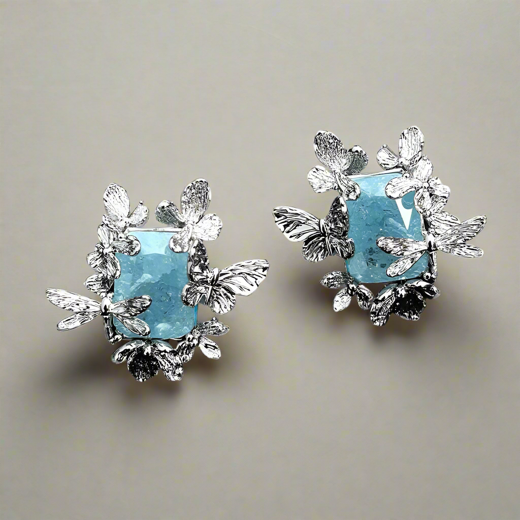 Butterfly blossom vintage inspired earrings