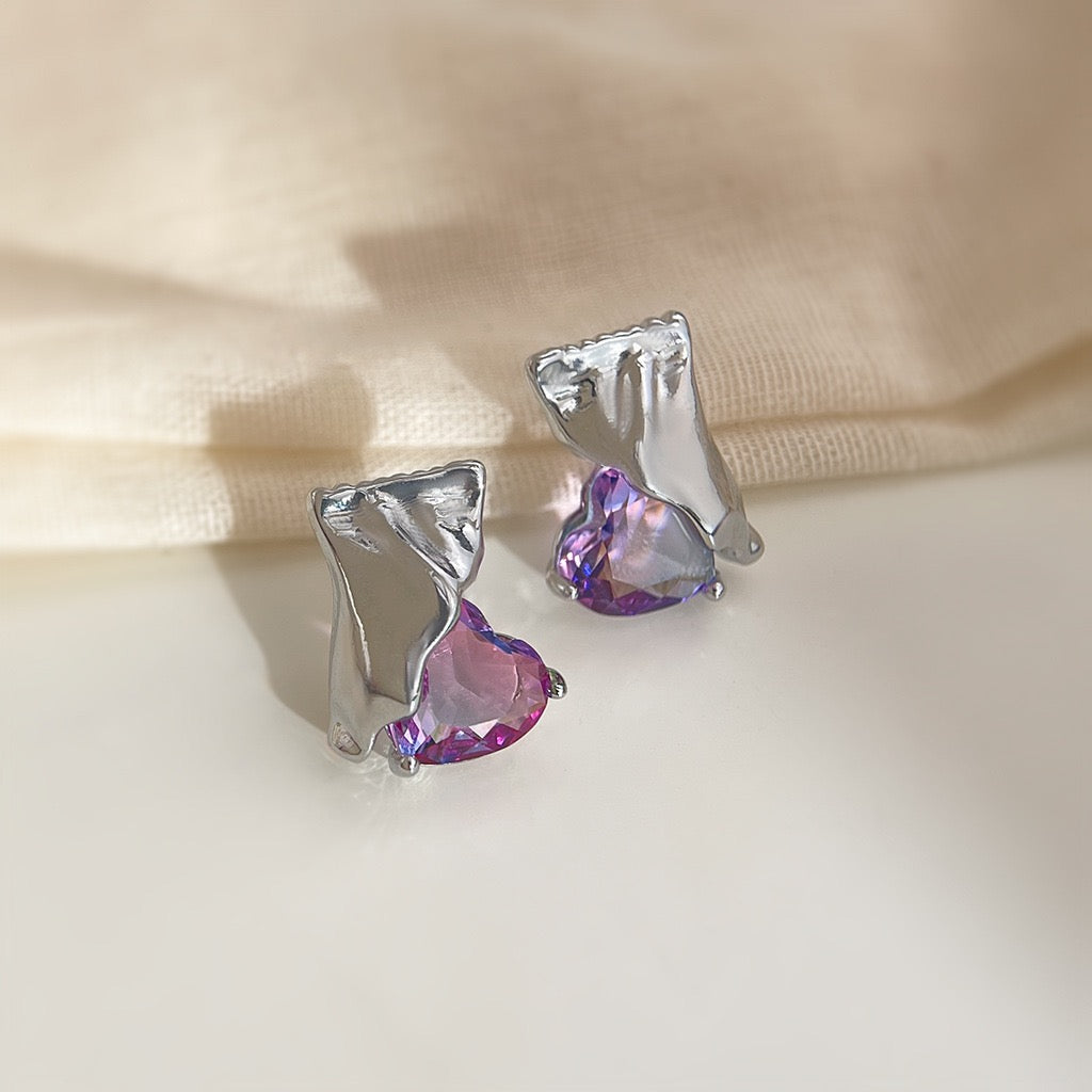 Candy Heart Draped Studs
