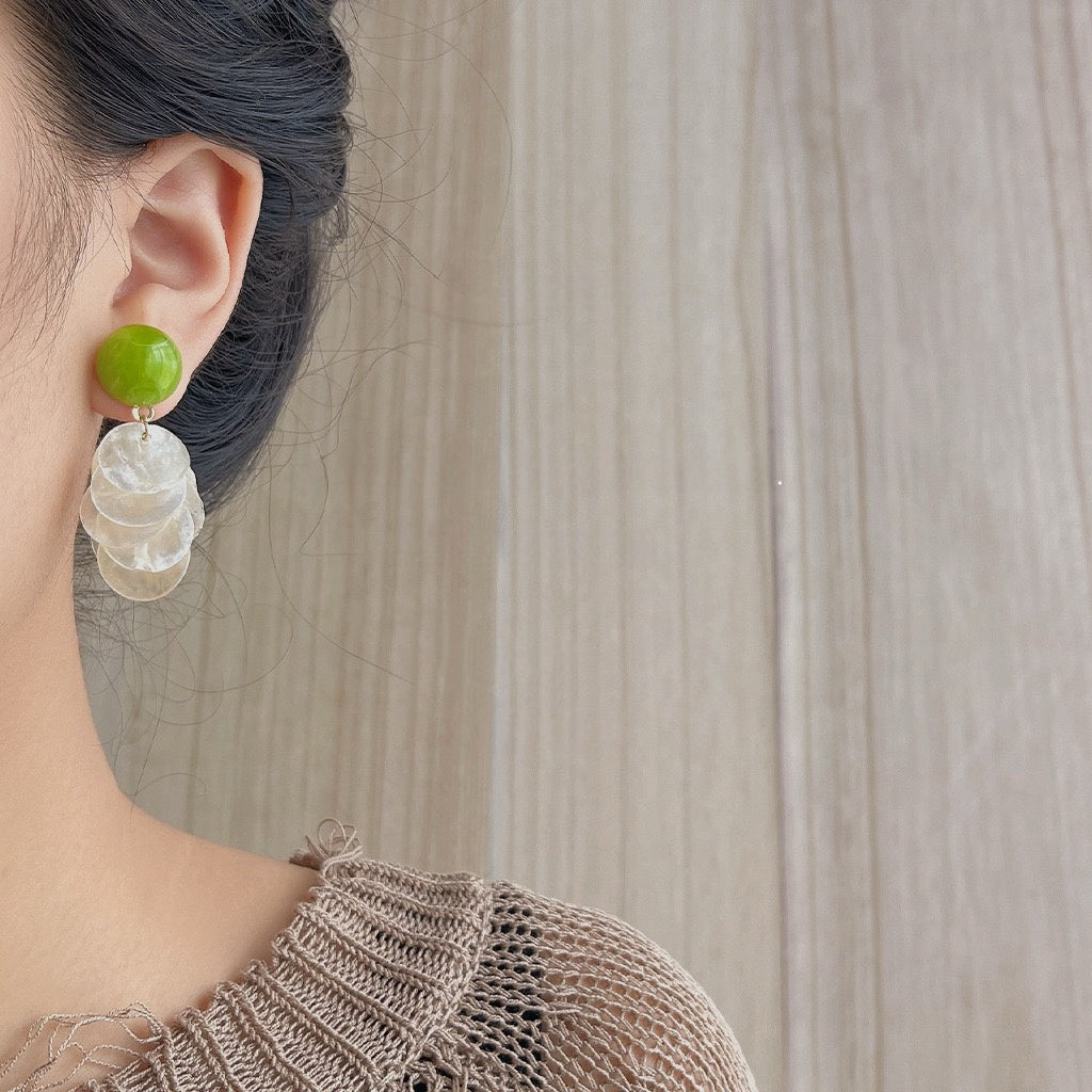 Green Shell Cascade Earrings