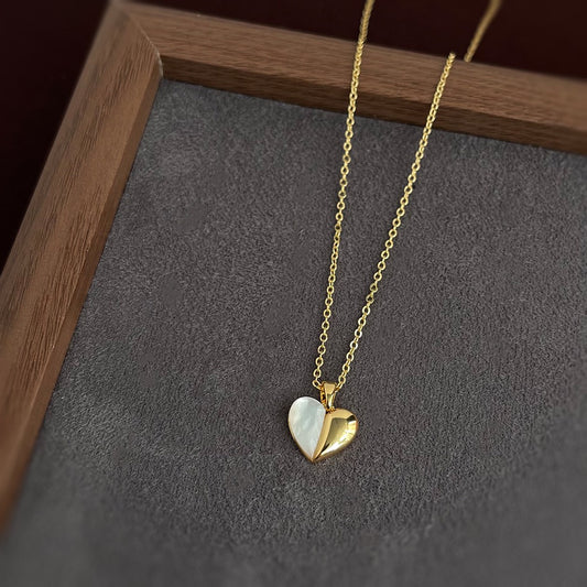 Mother-of-Pearl Heart Pendant Necklace