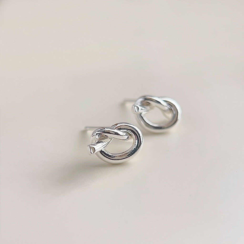 Silver Knot Stud Earrings | Minimal Twist