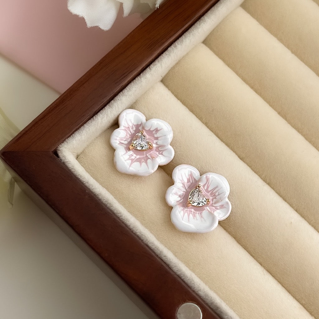 Enamel Orchid Blossom Studs