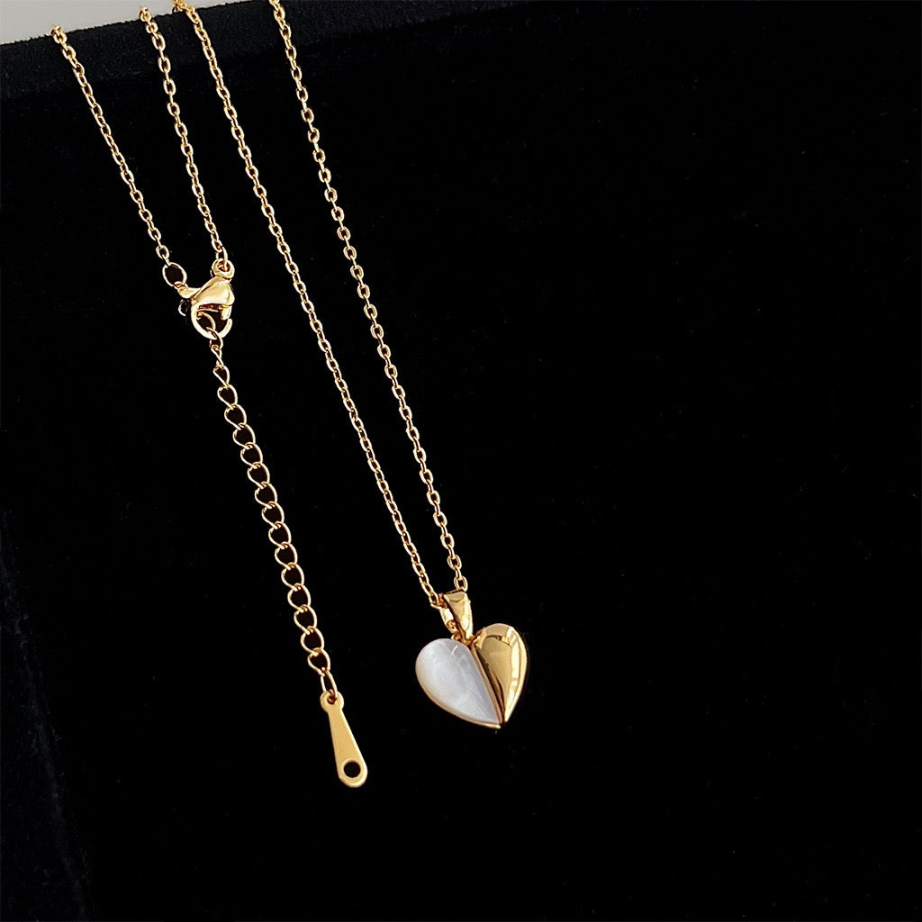 Mother-of-Pearl Heart Pendant Necklace