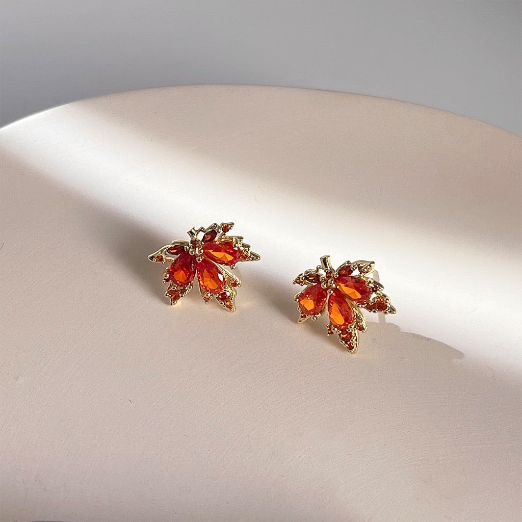 Maple Leaf Sparkle Studs