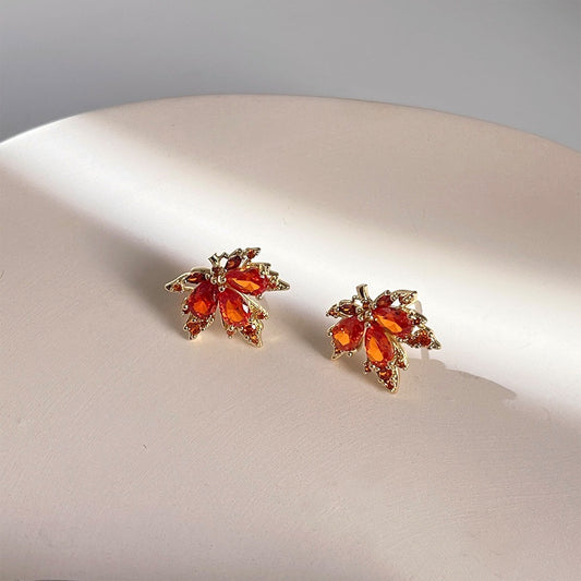 Maple Leaf Sparkle Studs