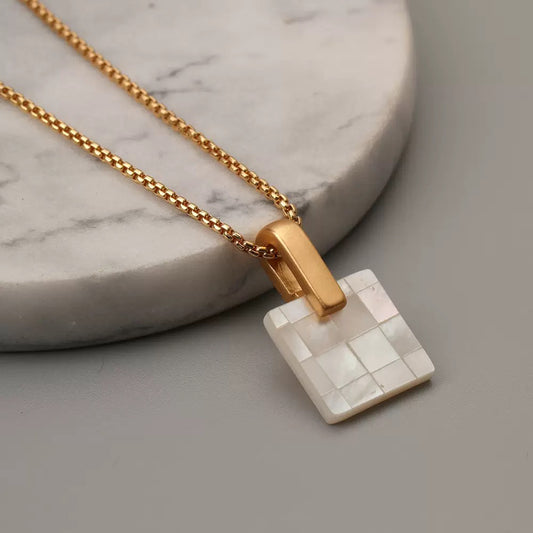 Mother-of-Pearl Mosaic Pendant Necklace
