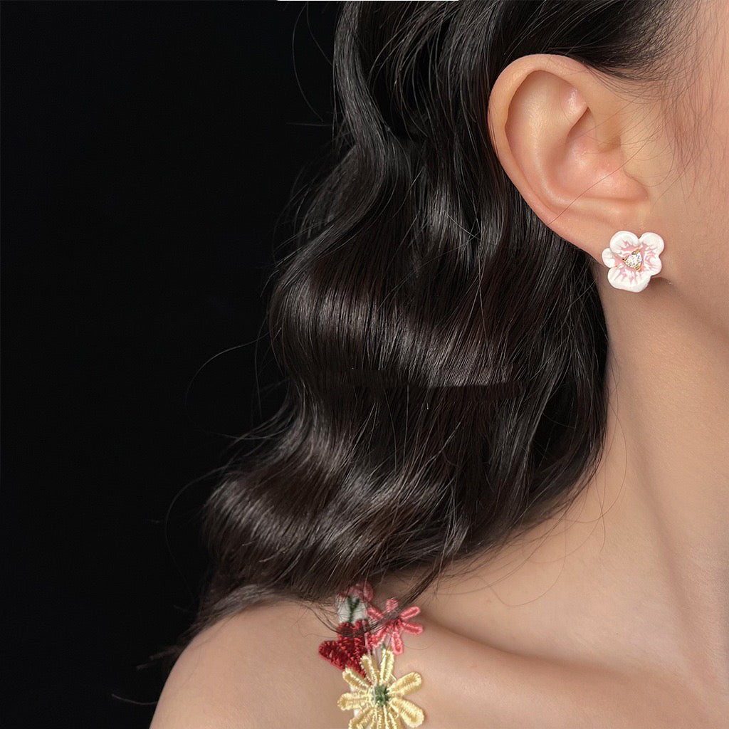 Enamel Orchid Blossom Studs