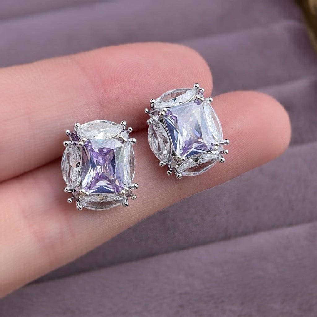 Lavender Radiance Stud Earrings | Sparkling Elegance