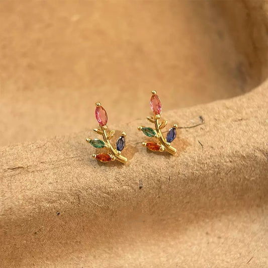 Mini Colorful Leaf Earrings | Garden Gems