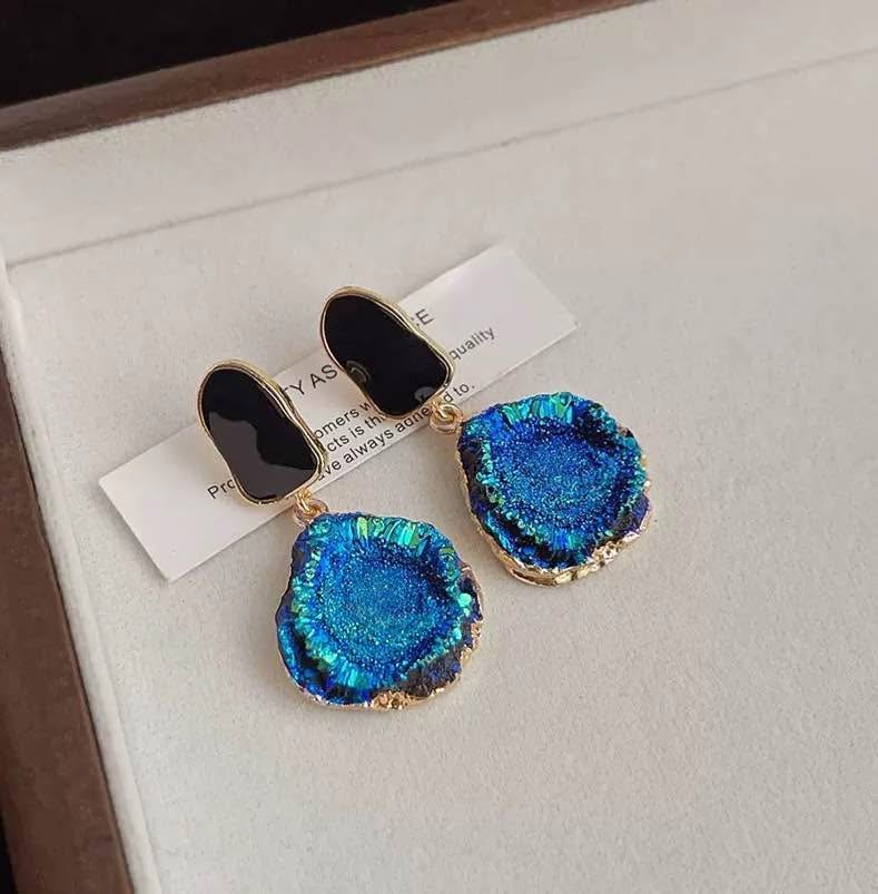 Klein Blue Galaxy Earrings | Zircon & 925 Silver Posts