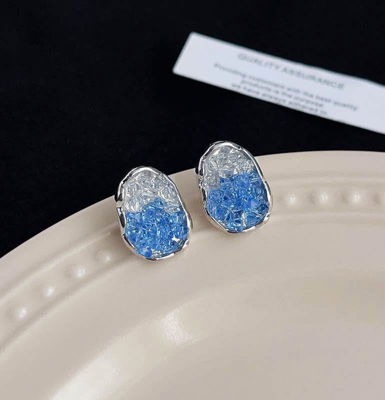 Sea Salt Blue Crystal Earrings | Ocean-Inspired Elegance