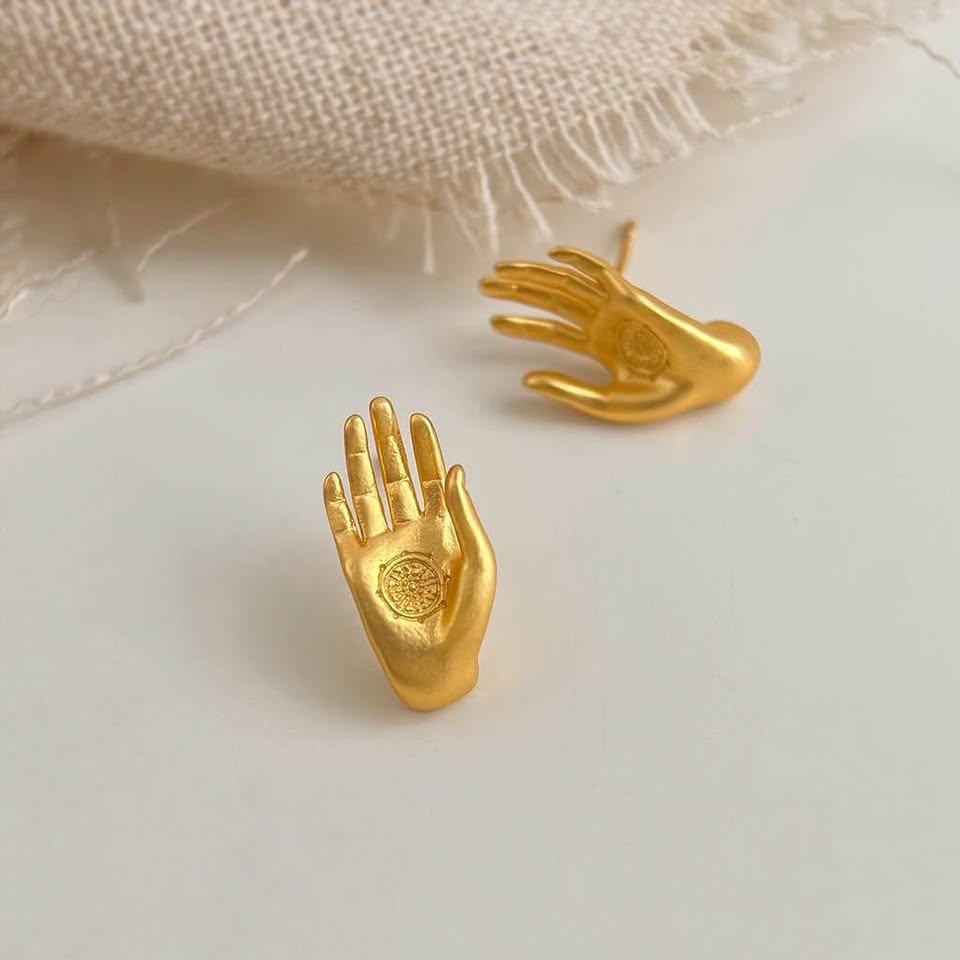 Golden Palm Earrings | Hand of Blessing
