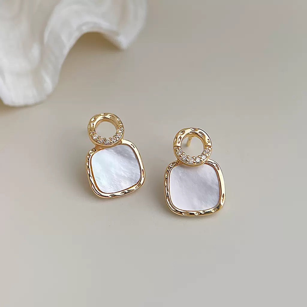 Mother-of-Pearl Geometric Studs
