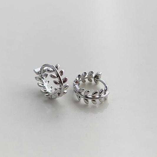 Olive Leaf Hoop Earrings