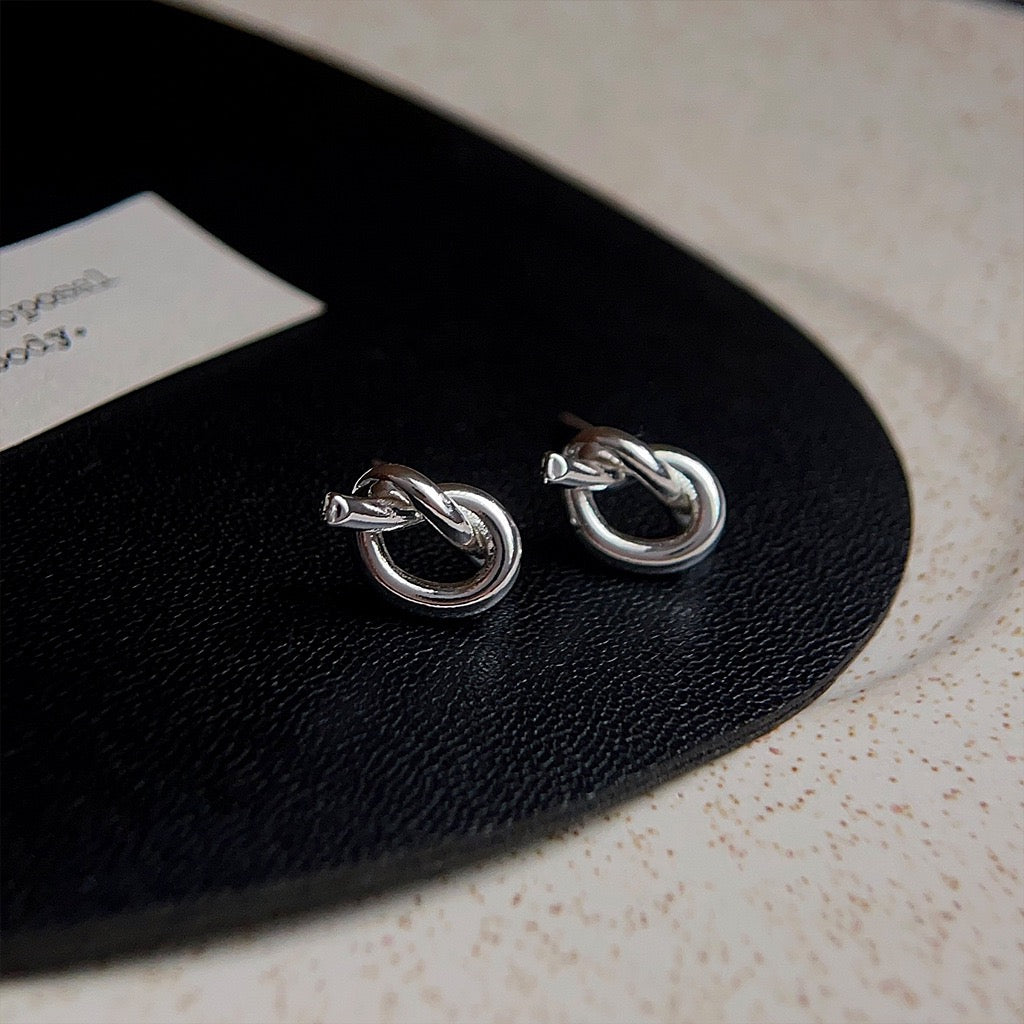 Silver Knot Stud Earrings | Minimal Twist
