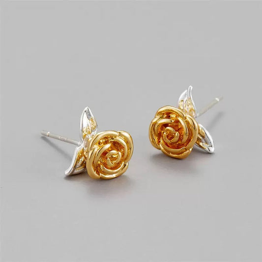 Golden Rosebud Stud Earrings