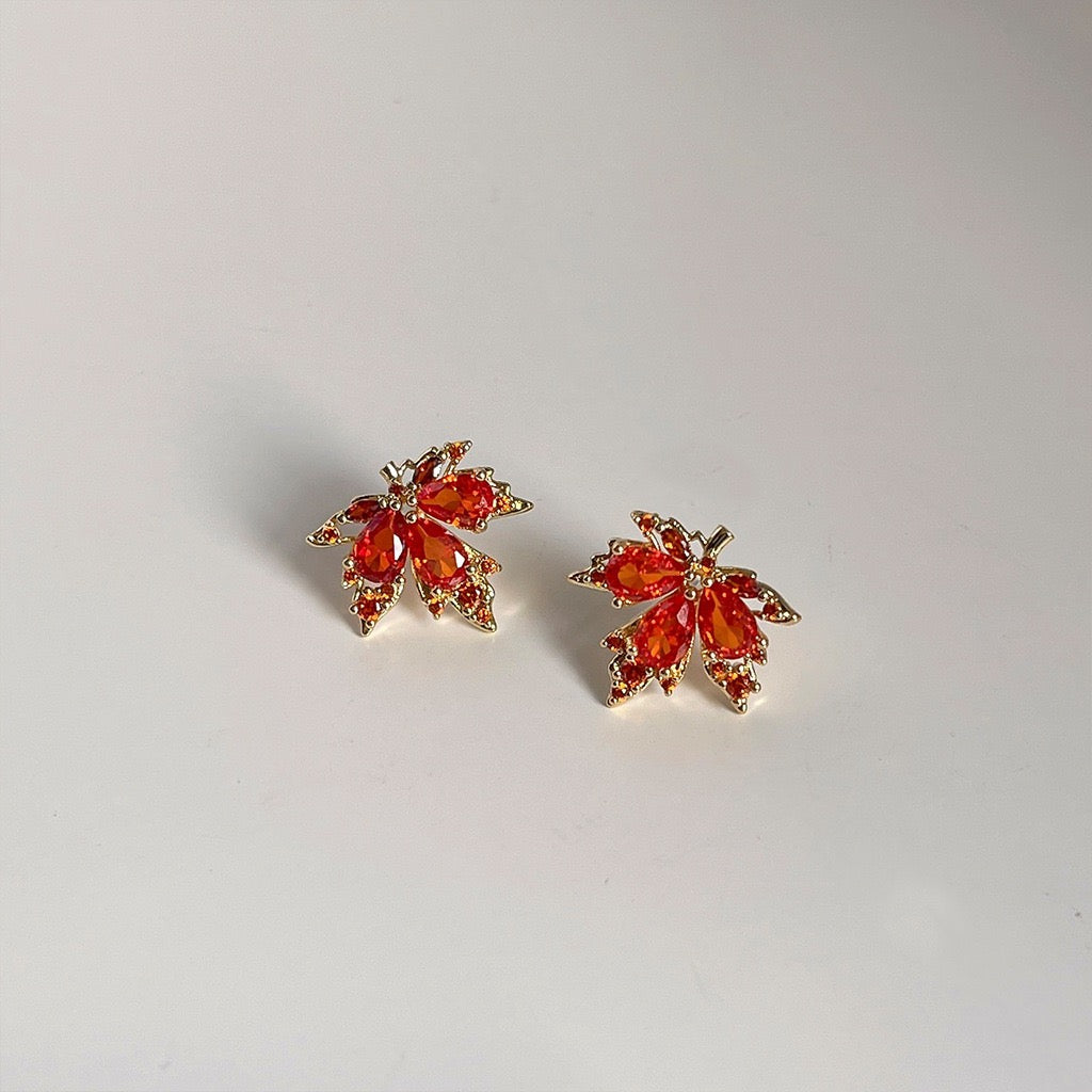 Maple Leaf Sparkle Studs