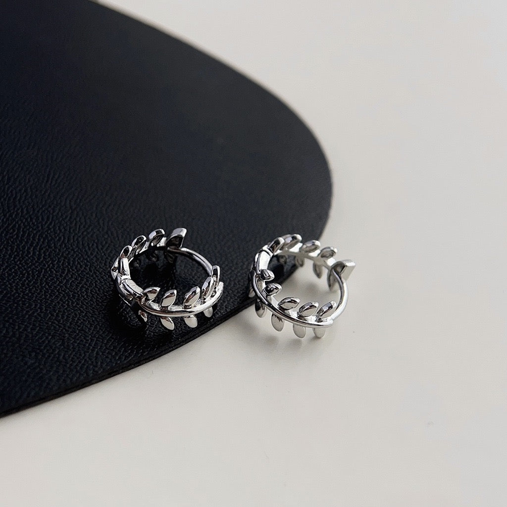 Olive Leaf Hoop Earrings