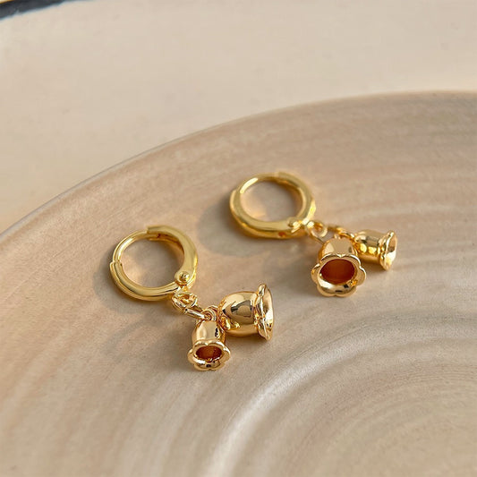 Golden Lily Bell Hoop Earrings