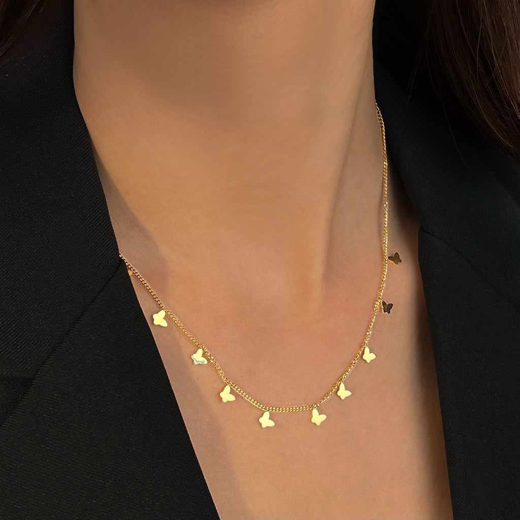 Golden Butterfly Drop Necklace