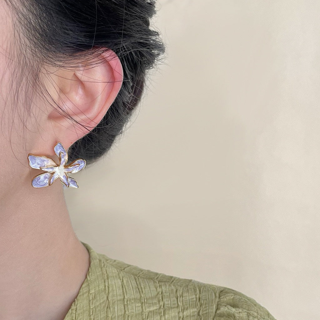 Violet Petal Bloom Earrings