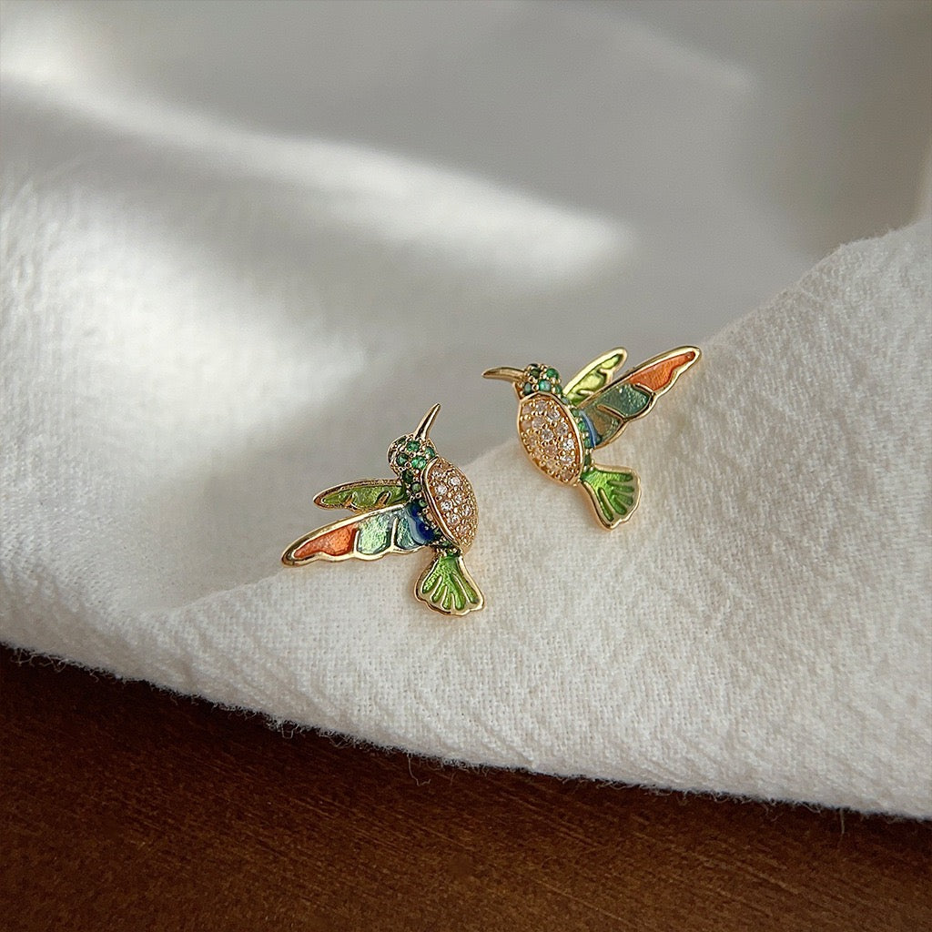 Hummingbird Stud Earrings | Wings & Flutter Series