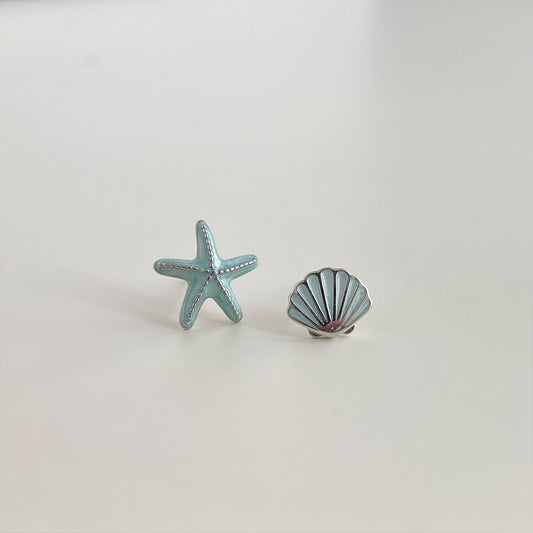 Shell & Starfish Duo Mini Stud