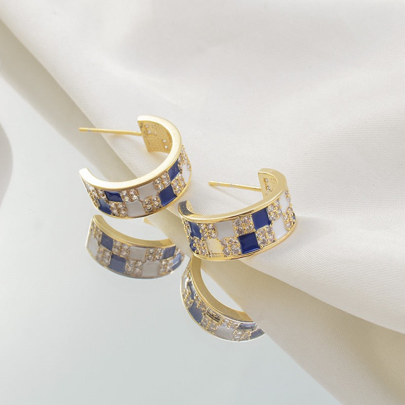 Chessboard Hoop Earrings