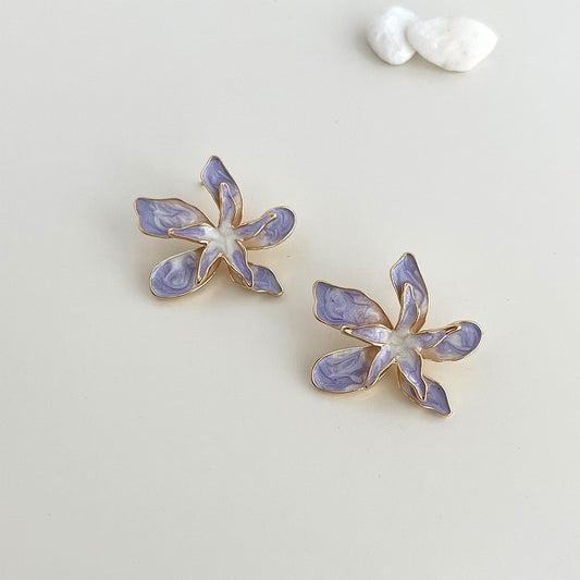 Violet Petal Bloom Earrings