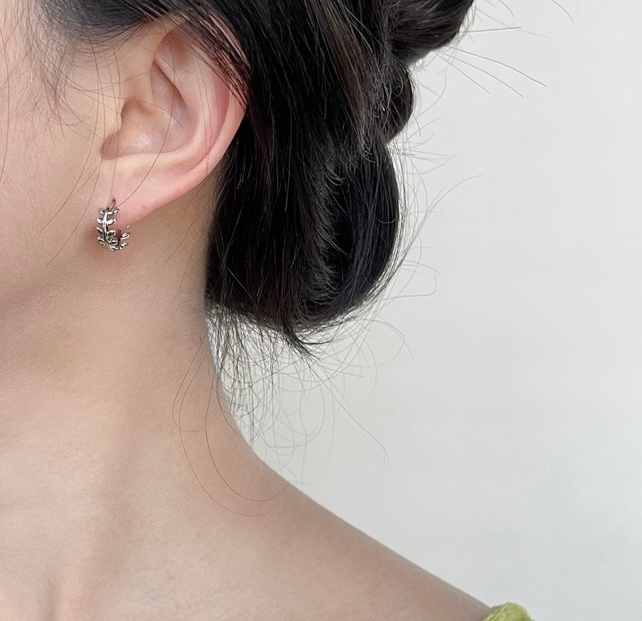 Olive Leaf Hoop Earrings
