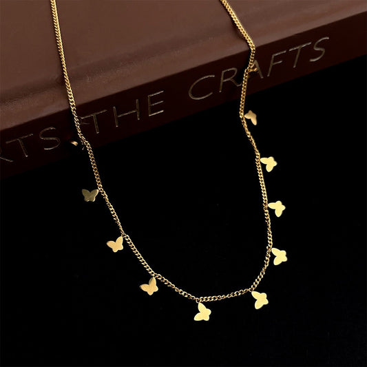 Golden Butterfly Drop Necklace