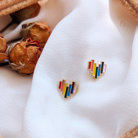 Rainbow Heart Mini Studs