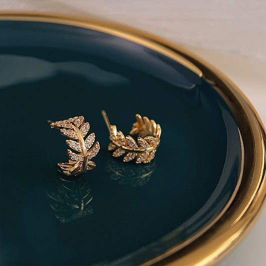Golden Wheat Leaf Studs