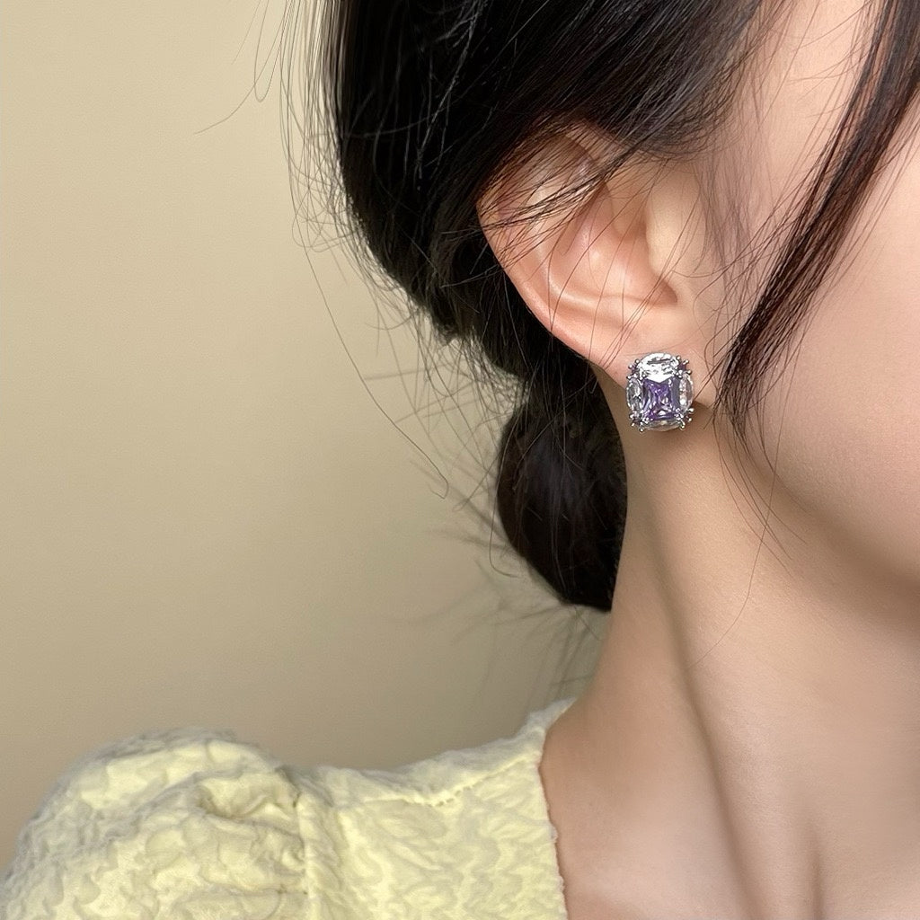 Lavender Radiance Stud Earrings | Sparkling Elegance