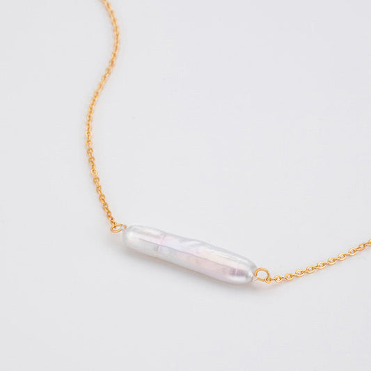 Bar Shaped Freshwater Pearl Sterling Silver Necklace