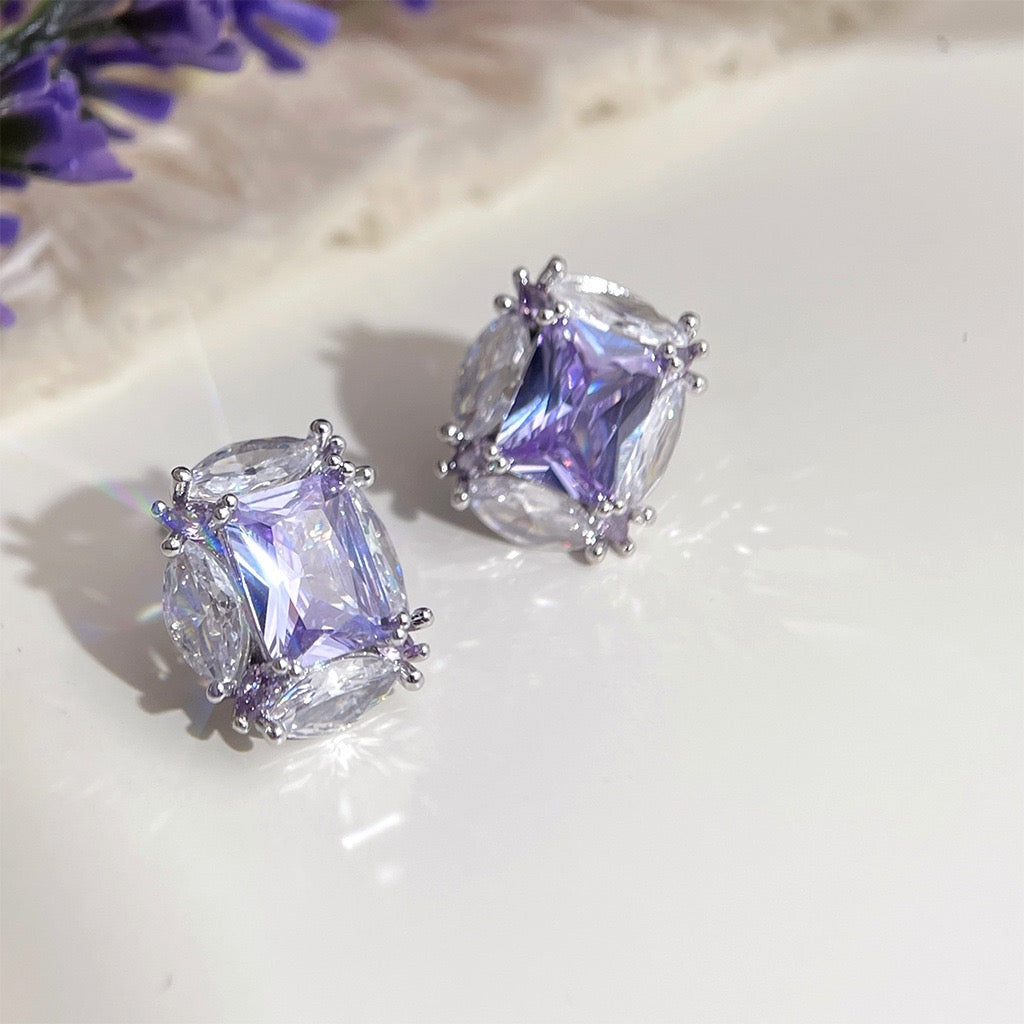 Lavender Radiance Stud Earrings | Sparkling Elegance