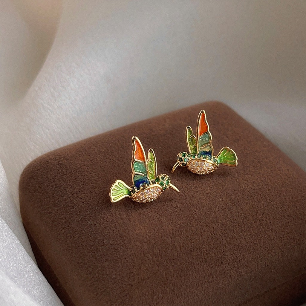 Hummingbird Stud Earrings | Wings & Flutter Series