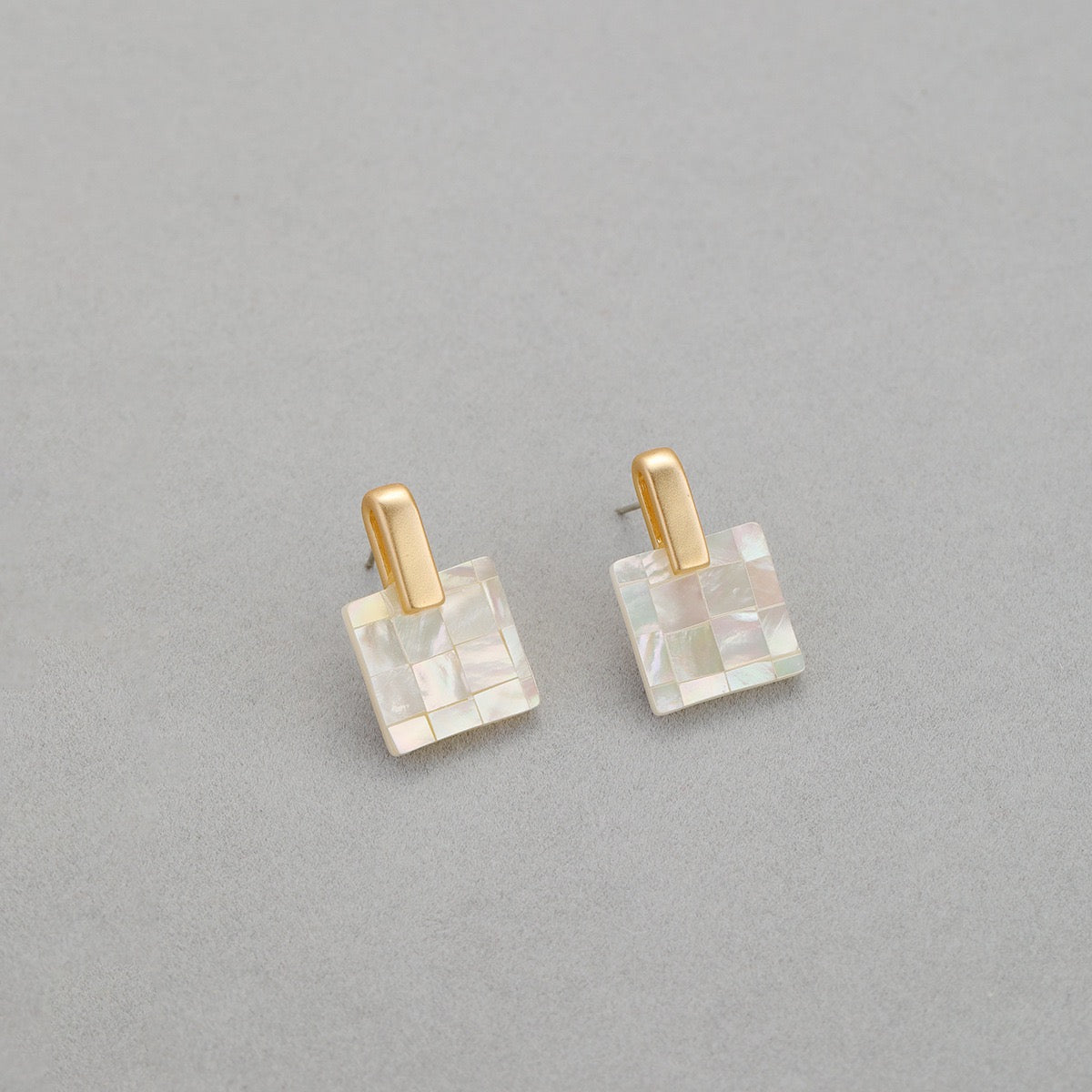 Iridescent Shell Square Earrings