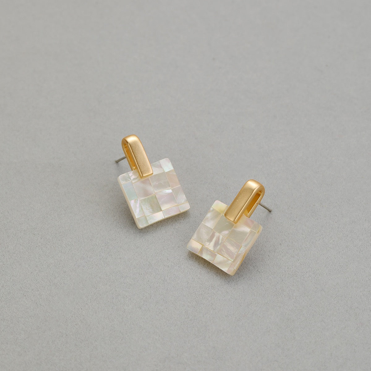 Iridescent Shell Square Earrings